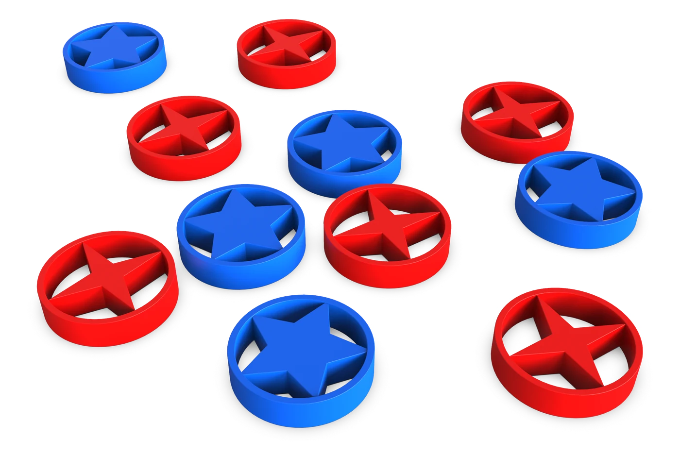 Red star and blue cross Kess pieces